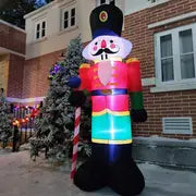 1pc Christmas Inflatable Nutcracker Soldier Outdoor Decorations, Blow Up Decorations Santa Soldier With LED Lights For Yard Lawn Garden Holiday Party, 8ft