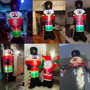 1pc Christmas Inflatable Nutcracker Soldier Outdoor Decorations, Blow Up Decorations Santa Soldier With LED Lights For Yard Lawn Garden Holiday Party, 8ft