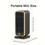 Portable Ceramic Space Heater - 500W Mini Electric Heater with Thermostat for Fast, Quiet, and Energy Efficient Heating - Safe and Secure for Indoor Office and Home Use