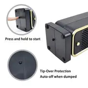 Portable Ceramic Space Heater - 500W Mini Electric Heater with Thermostat for Fast, Quiet, and Energy Efficient Heating - Safe and Secure for Indoor Office and Home Use