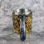 1pc, Stainless Steel Bullet Pattern Beer Mug - Perfect for Summer and Winter Drinks, Coffee, and Water - Ideal Gift for Birthdays and Home Kitchen Use