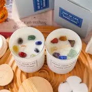 1pc Natural Crystal Candle ,Seven Chakra Therapy Stone Soy Candle ,Glass Cup Transparent Cup ,Christmas Aromatherapy Candle Gift Box,room Decor,home Decor