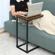 1pc C-shaped Coffee Table And Side Table, Rural Brown, Suitable For Living Room Side Tables, Coffee And Snack Tables, Laptop Tables, Sofa Tables, 24.4x15.7x11.8 Inches