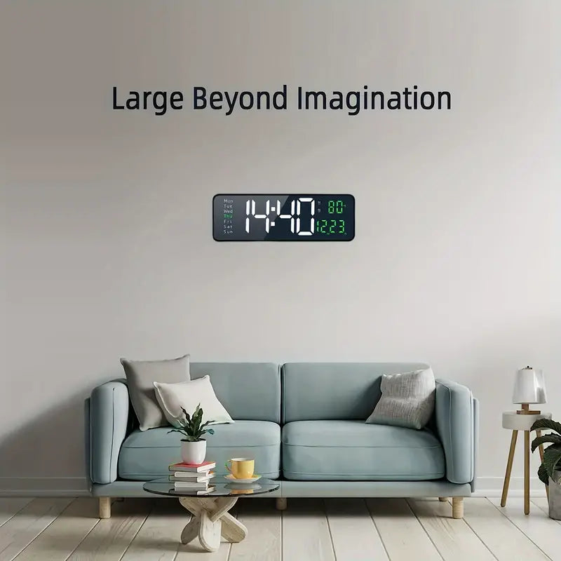 1pc Large Digital Wall Clock With Remote Control, LED Display, Auto-Dimming, Countdown, Temperature, Calendar - 12/24Hr Format - Silent Wall Clock For Home, Office, Or Gym Use (no Battery)