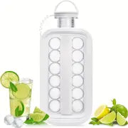 1pc Silicone Collapsible Ice Ball Jug, Ice Cube Trays 2 In 1 Portable Ice Ball Maker Kettle With 17 Grids Flat Body Lid Cooling Ice Pop/Cube Molds For Hockey , Cocktail, Coffee, Whiskey Beer Juice Champagne