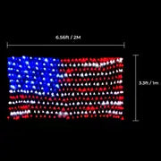 1pc American Flag Net Light, Outdoor Waterproof LED Flag String Lights For Festival Garden Decor, Solar Lights For Outside