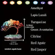 1pc Natural Reiki Crystal Healing 7 Chakra Good Luck Money Tree Crystal Tree With Agate Base - Meditation Spiritual Decor For Good Luck Wealth & Prosperity