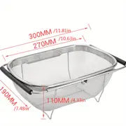 1pc Extendable Stainless Steel Colander with Fine Mesh and Drain Basket - Perfect for Vegetables and Kitchen Accessories