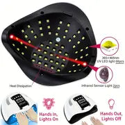 UV LED Nail Lamp 220W, Gel Nails Polish Dryer, 66LEDS Uv Light With Auto Sensor For Manicure And Pedicure, 4 Timers Professional Nail Machine Travel Home School Salon Use