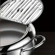 1pc Deep Fryer, Stainless Steel With Temperature Control And Lid, Japanese Fryer, Uncoated Deep Fryer, Compatible With Gas Stove, Induction Cooker, Electric Stove And Other Stoves