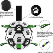 1pc Durable Football Design Pet Toy With Straps Dog Chewing Ball Toy For For Training Playing Teeth Cleaning, Interactive Fetch Pet Toy For Small Medium Large Dogs