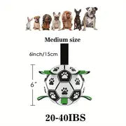 1pc Durable Football Design Pet Toy With Straps Dog Chewing Ball Toy For For Training Playing Teeth Cleaning, Interactive Fetch Pet Toy For Small Medium Large Dogs