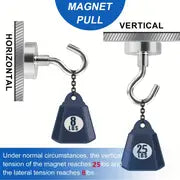 12pcs Heavy Duty Neodymium Magnet Hooks for Hanging - Strong 25LBS Magnets for Fridge, Home, Kitchen, Industry, Workplace, and Office