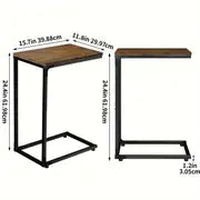 1pc C-shaped Coffee Table And Side Table, Rural Brown, Suitable For Living Room Side Tables, Coffee And Snack Tables, Laptop Tables, Sofa Tables, 24.4x15.7x11.8 Inches