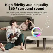Coolest Alarm Clock Ever: Big G Wireless Speaker 6 Kinds Of Light Mode Wireless Charging Function Compatible With IOS / Android System Black And White Clock With Timing, White Noise & More!