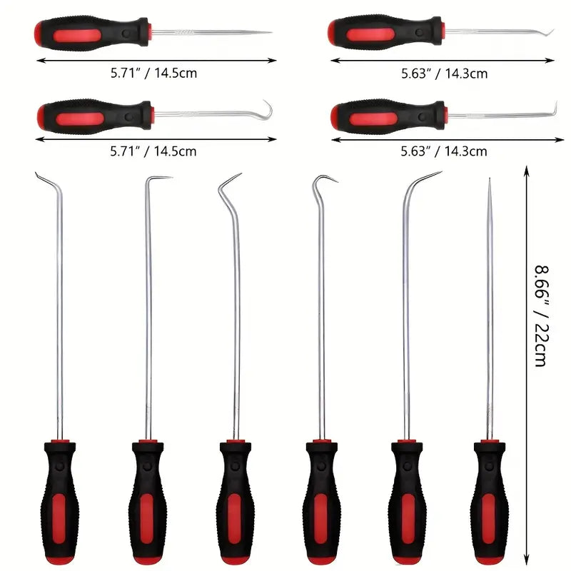 10pcs Pick & Hook Set Extra Long O-Ring & Seal Remover Soft Grip Assorted Shapes