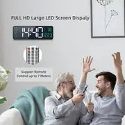 1pc Large Digital Wall Clock With Remote Control, LED Display, Auto-Dimming, Countdown, Temperature, Calendar - 12/24Hr Format - Silent Wall Clock For Home, Office, Or Gym Use (no Battery)