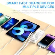 50W 2.4A/1A USB Charging Station With 6USB-A 4USB-C Charging Hub, Suitable For Desktop USB Charging Of Multiple Devices, With Intelligent Short Circuit Protection And Intelligent Current Distribution (1PC), Does Not Support Charging Laptops