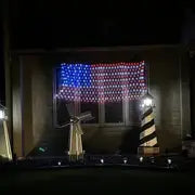 1pc American Flag Net Light, Outdoor Waterproof LED Flag String Lights For Festival Garden Decor, Solar Lights For Outside