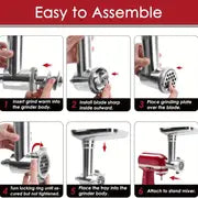 1pc, Food Grinder Attachments For KitchenAid Stand Mixers, Meat Grinder, Sausage Stuffer, Perfect Attachment For KitchenAid Mixers, Silvery(Machine/Mixer Not Included) Kitchen Stuff Kitchen Accessories Baking Supplies