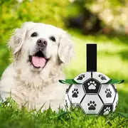 1pc Durable Football Design Pet Toy With Straps Dog Chewing Ball Toy For For Training Playing Teeth Cleaning, Interactive Fetch Pet Toy For Small Medium Large Dogs