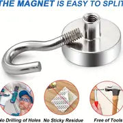 12pcs Heavy Duty Neodymium Magnet Hooks for Hanging - Strong 25LBS Magnets for Fridge, Home, Kitchen, Industry, Workplace, and Office
