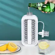 1pc Silicone Collapsible Ice Ball Jug, Ice Cube Trays 2 In 1 Portable Ice Ball Maker Kettle With 17 Grids Flat Body Lid Cooling Ice Pop/Cube Molds For Hockey , Cocktail, Coffee, Whiskey Beer Juice Champagne