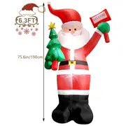 1pc Inflatable Santa Claus Christmas Outdoors Yard Decorations, 75.6 Inch Height Build-in LED Lights, Christmas Holiday Party Outside Home Ornaments For Lawn/Garden/Patio/Indoor