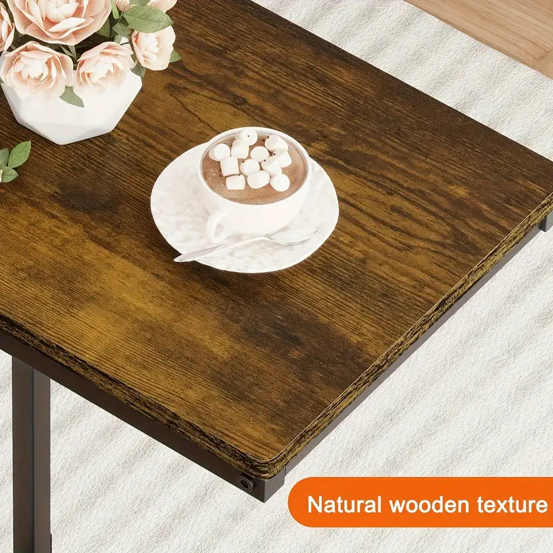 1pc C-shaped Coffee Table And Side Table, Rural Brown, Suitable For Living Room Side Tables, Coffee And Snack Tables, Laptop Tables, Sofa Tables, 24.4x15.7x11.8 Inches