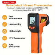 1pc Digital Infrared Thermometer Gun-Handheld Heat Temperature Gun For Cooking, Pizza Oven, Grill & Engine - Laser Surface Temp Reader NOT For Humans