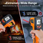 1pc Digital Infrared Thermometer Gun-Handheld Heat Temperature Gun For Cooking, Pizza Oven, Grill & Engine - Laser Surface Temp Reader NOT For Humans