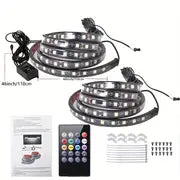 2Pcs 60'' RGB Truck Bed Lights Strip Kit, IP65 Waterproof 12V RGB Light Strips Wireless Remote Control Color Changing Truck LED Lights For Truck