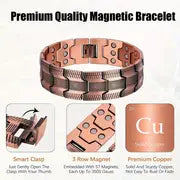 1pc 3X Strength Copper Bracelets For Men, Pure Copper Magnetic Bracelet With 3 Row Neodymium Magnets Adjustable Length Bracelet Arthritis Pain Relief, Jewelry Gifts For Men Father's Day