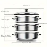 2pcs/3pcs Stainless Steel Steamer, Thickened Material, Durable And Easy To Wash!