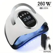 UV LED Nail Lamp 220W, Gel Nails Polish Dryer, 66LEDS Uv Light With Auto Sensor For Manicure And Pedicure, 4 Timers Professional Nail Machine Travel Home School Salon Use