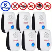 6pcs Dual Horn Ultrasonic Pest Repeller For Indoor Pest Control - Electronic Insect Repellent For Home, Kitchen, And Warehouse - Effective Ultrasonic Pest Control Solution
