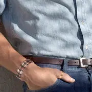 1pc 3X Strength Copper Bracelets For Men, Pure Copper Magnetic Bracelet With 3 Row Neodymium Magnets Adjustable Length Bracelet Arthritis Pain Relief, Jewelry Gifts For Men Father's Day