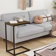 1pc C-shaped Coffee Table And Side Table, Rural Brown, Suitable For Living Room Side Tables, Coffee And Snack Tables, Laptop Tables, Sofa Tables, 24.4x15.7x11.8 Inches