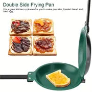 1pc Steel Double Pan, The Perfect Pancake Maker, Nonstick Easy To Flip Pan, Double Sided Frying Pan For Fluffy Pancakes, Omelets, Cooking Eggs Frittatas & More! Pancake Pan Dishwasher Safe Large, Non-stick titanium copper & ceramic
