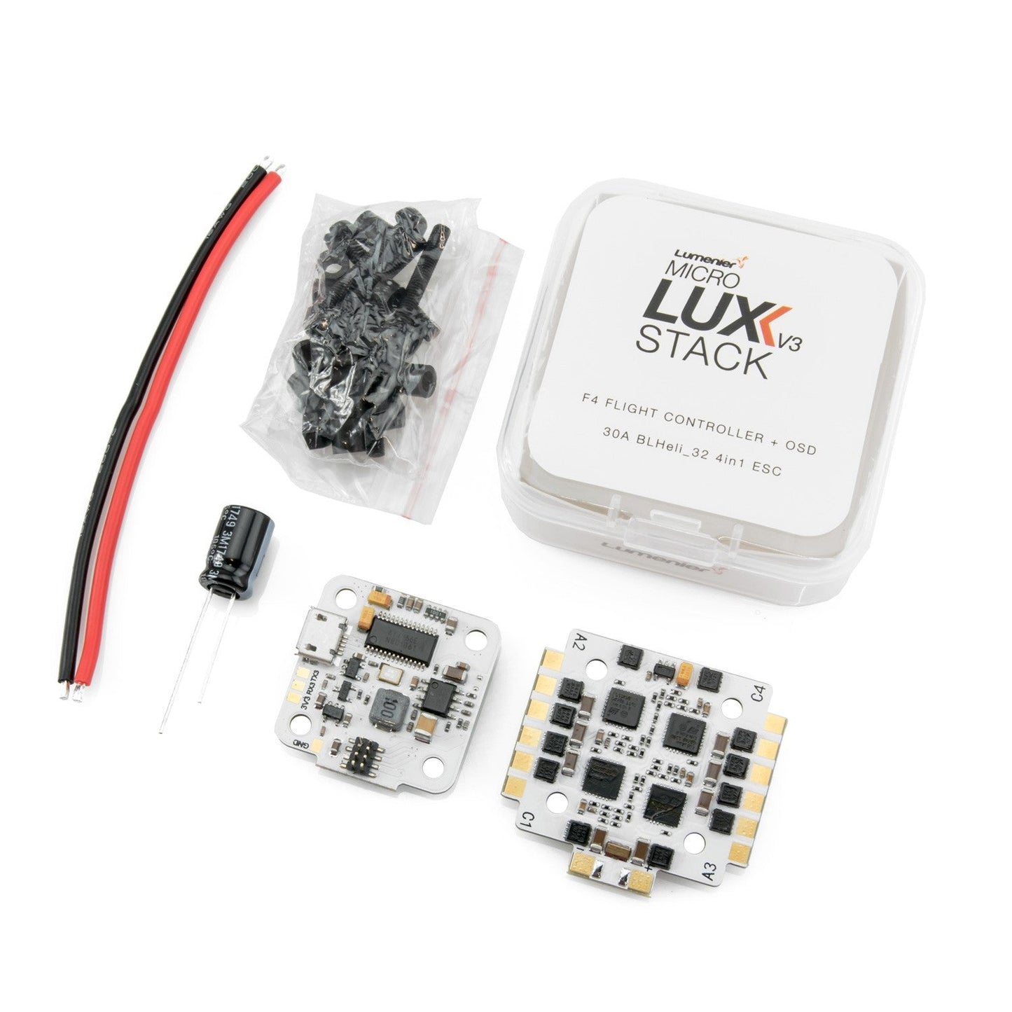 Lumenier MICRO LUX V3 F4 + 30A BLHeli_32 4in1 Stack (FC + ESC Combo)