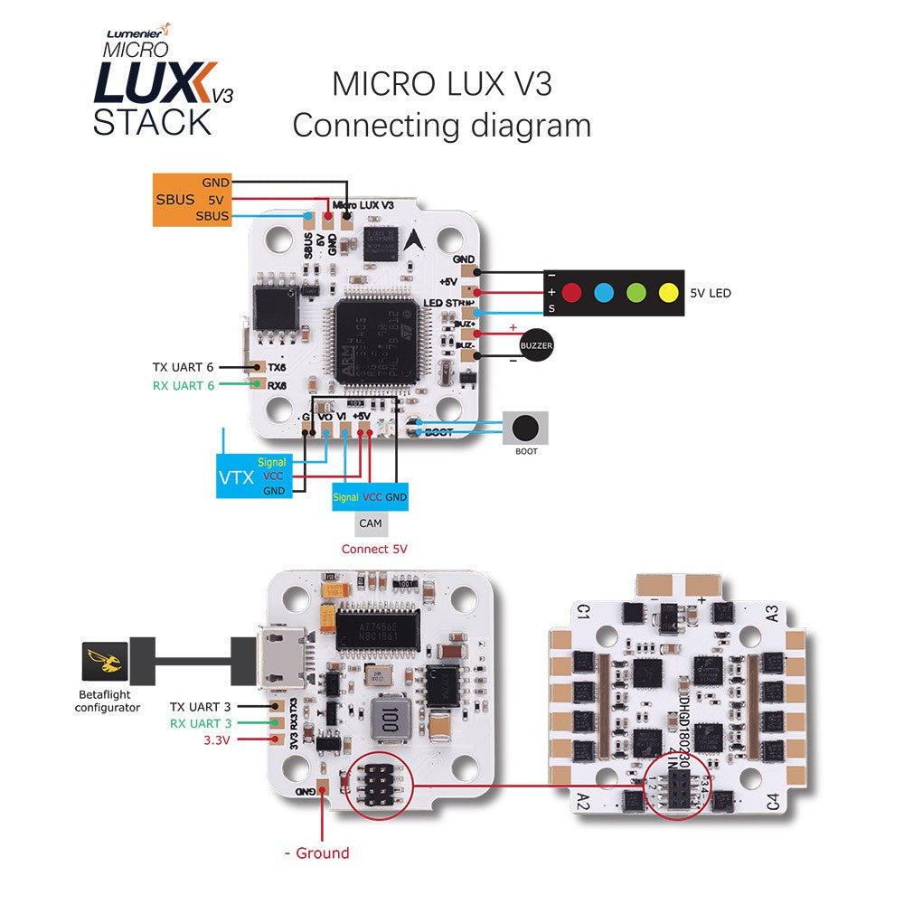 Lumenier MICRO LUX V3 F4 + 30A BLHeli_32 4in1 Stack (FC + ESC Combo)