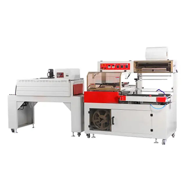 Automatic L-type sealing, cutting and shrinking machine milk tea cups packing machine
