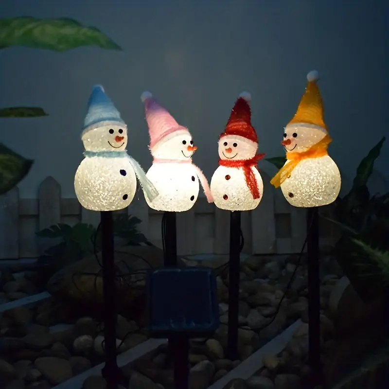 1 Set Solar Snowman Garden Stakes Lights Set, Outdoor Solar Snowman Santa Lights Christmas Yard Decorations, Solar Snowman Stake Lights, Waterproof Snowman Landscape Path Lights, For Patio Yard Porch