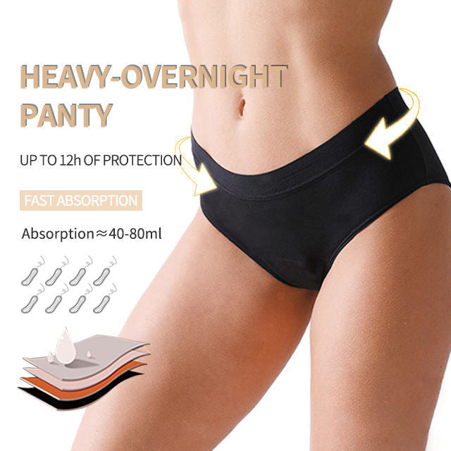 European and American size women's menstrual period anti-side leakage four-layer physiological pants Mid-rise cotton large panties