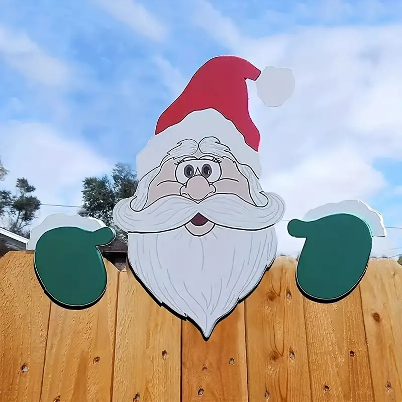 Spread Holiday Cheer With This Adorable Santa Claus Fence Peeker Decoration!