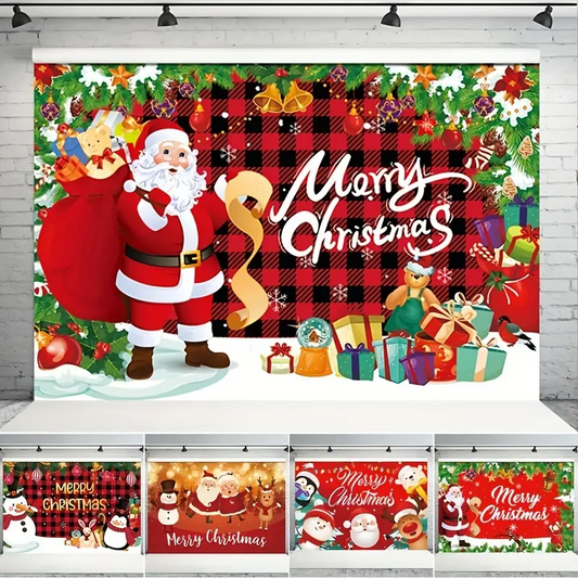 1pc, Merry Christmas Backdrop Snowman Santa Claus Xmas Background 2023 Christmas Decorations, Scene Decor, Festivals Decor, Home Decor, Corridors Decor, Offices Decor, Yard Decor, Christmas Decor