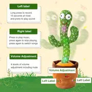 1pc Dancing Cactus Twisting Singing Lighting Learning Tongue Talking Enchanting Plush Toys For Christmas Birthday Gift