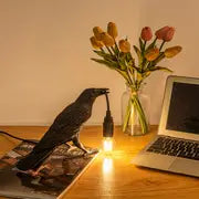1pc Raven Light Birds Table Lamp, Unique Crow Decor Lamp, Birds Desk Lamp, Modern Art Fixture For Living Room Bedside Bedroom Office Study Dorm Decor, With US Plug, Black, E14 Base (Bulb Included)