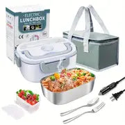 1pc 12V 24V 110V Electric Lunch Box, Food Heater Box, 3 In 1 Food Warmer, Portable Lunch Box With Fork Spoon