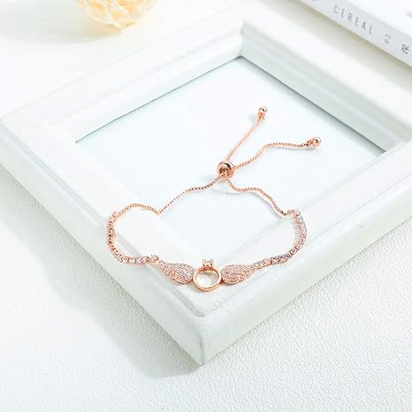 Hot-selling source copper-plated rose gold ladies bracelet angel honey wings diamond jewelry girlfriends jewelry fashion jewelry